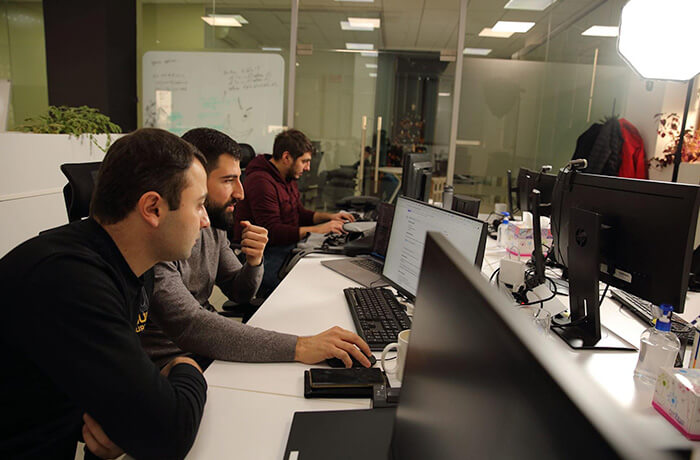 Employees working at the office