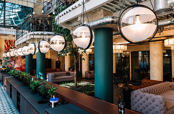 Questrade Ukraine office hall, with a lot of plants